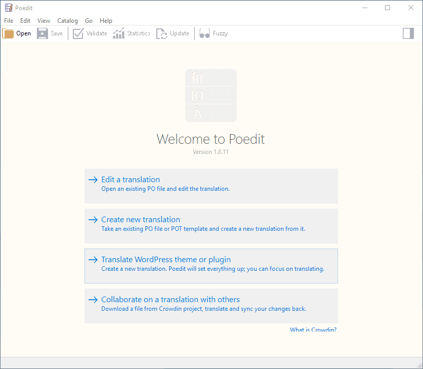 Poedit application screenshot